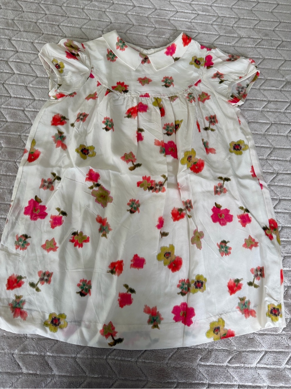 Bonpoint Tia Silk Dress with Pink and Red Floral Print
